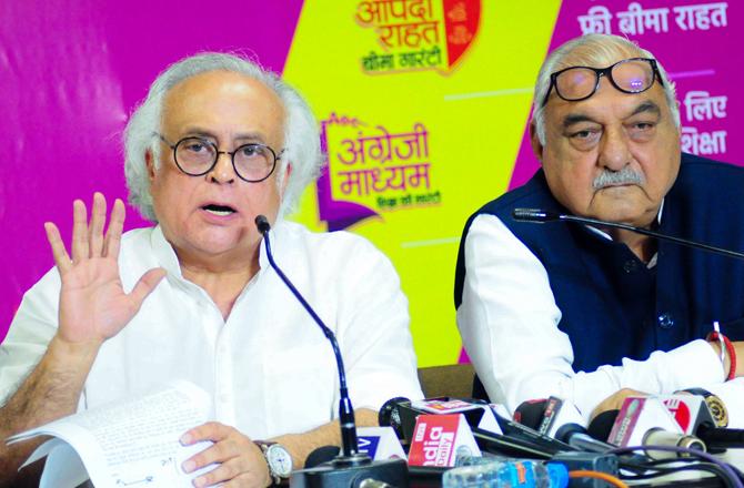 Jairam Ramesh in the middle of the press conference. Photo: PTI